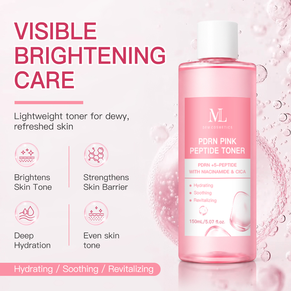 Private Label Skincare OEM ODM Custom Manufacturer Visible Brightening Care PDRN Pink Peptide Toner