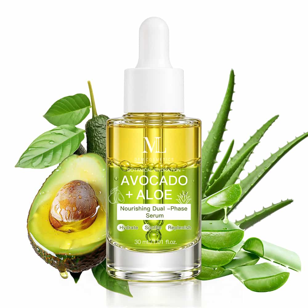 Avocado Aloe Face Serum with Hydrating Nourishing and Soothing Benefits MLXL OEM COSMETIC Custom Manufactured Private Label for Your Brand