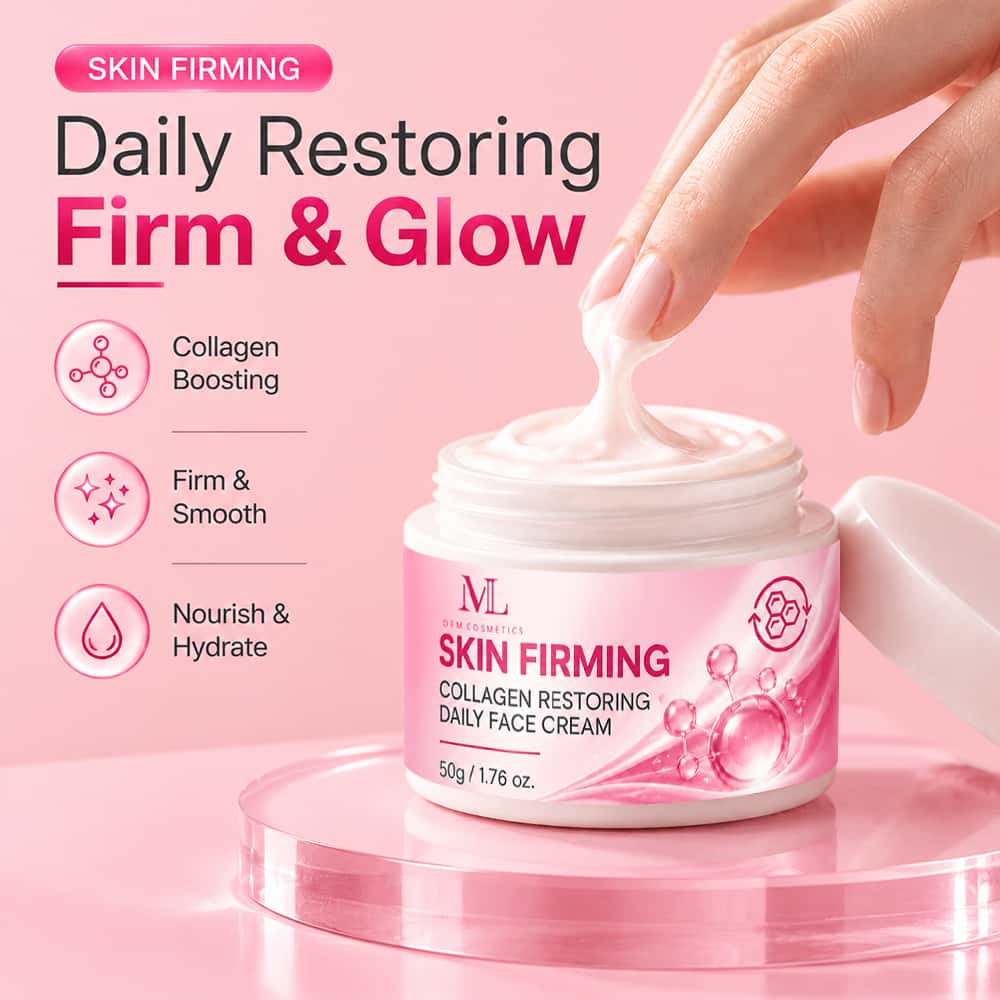 Private Label Collagen Restoring Daily Face Cream Firming Hydration and Barrier Support with Hydrolyzed Collagen Ceramides and Panthenol MLXL OEM COSMETIC Custom Formulated Manufacturer for Your Brand